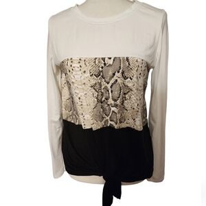 White birch snake print long sleeve‎ knotted top Size Medium
